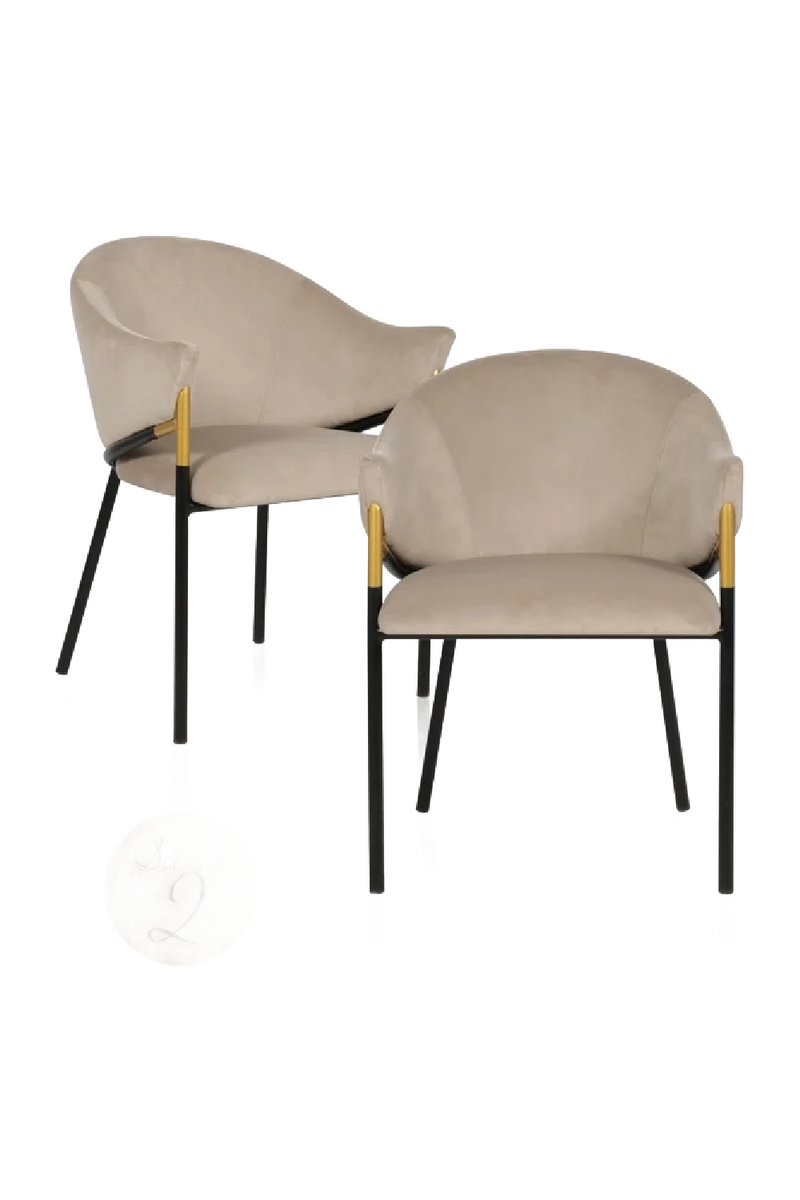 Khaki Velvet Modern Dining Chairs (2) | OROA Jocasta | Oroatrade.com