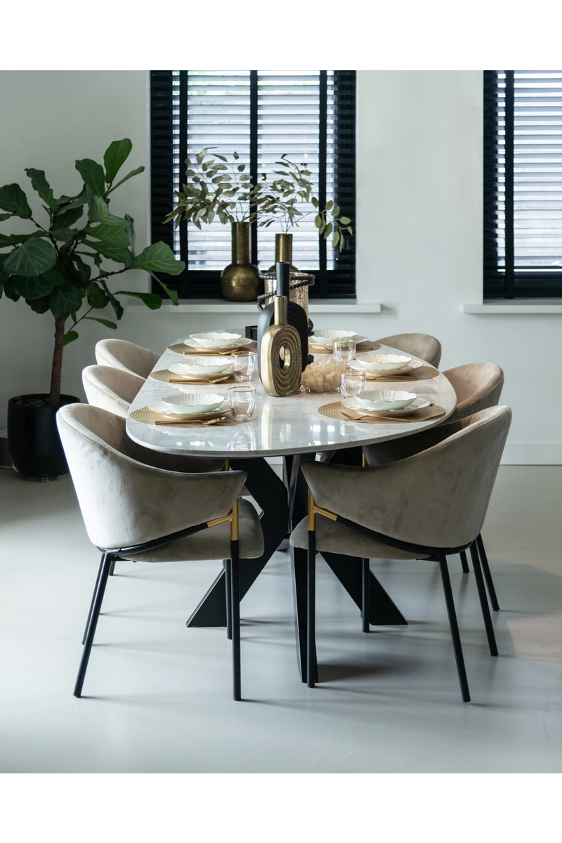 Khaki Velvet Modern Dining Chairs (2) | OROA Jocasta | Oroatrade.com