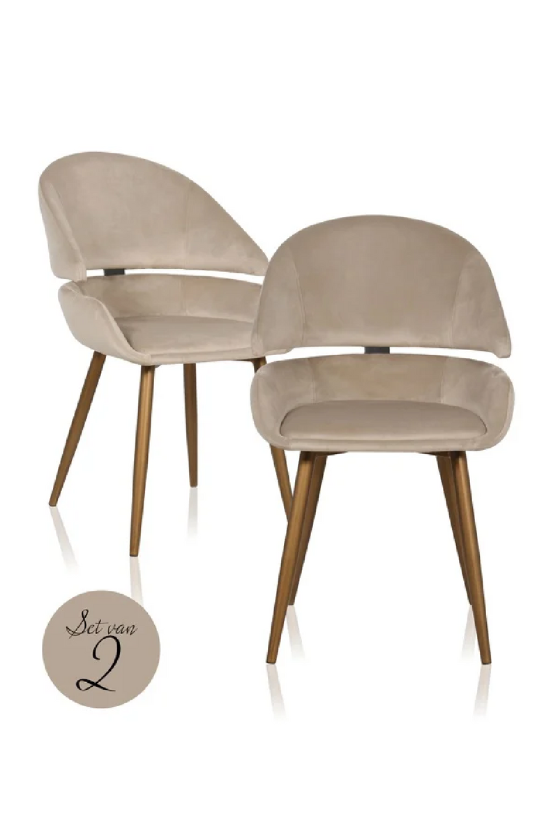 Khaki Velvet Accent Chair Set (2) | OROA Denny | Oroatrade.com