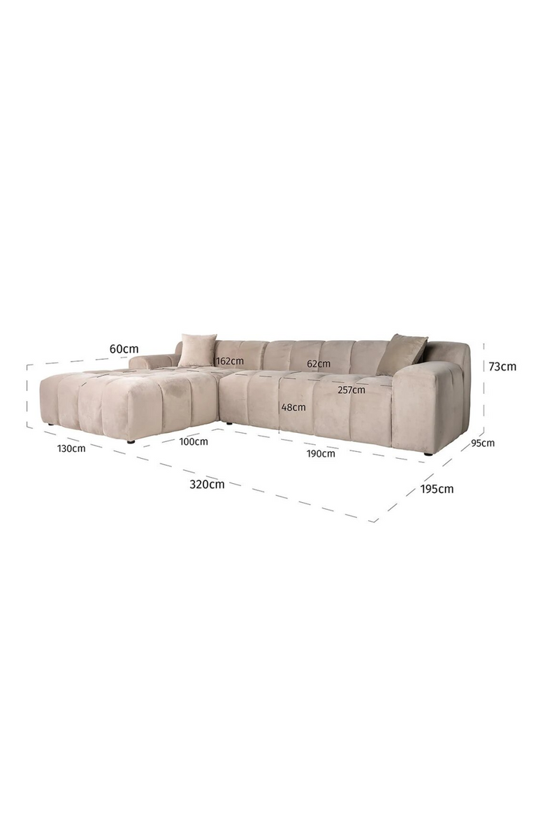 Khaki Velvet Channeled Sofa | OROA Cube | Oroatrade.com