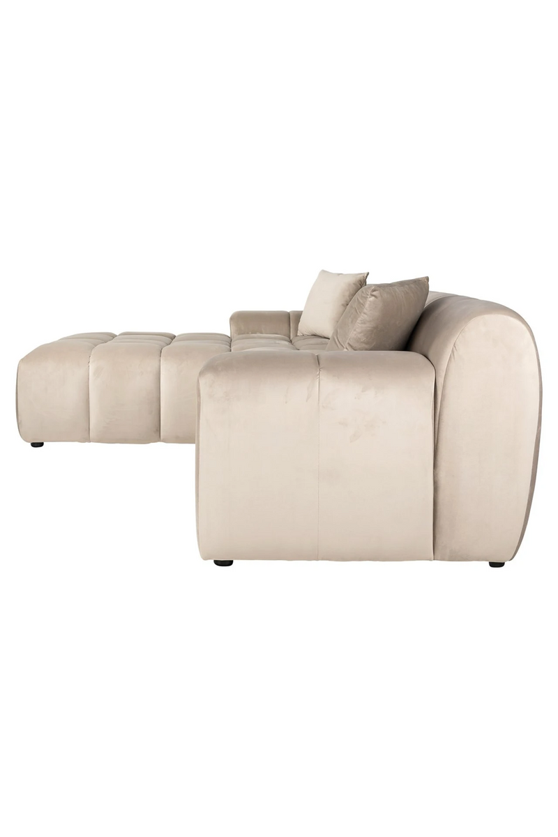 Khaki Velvet Channeled Sofa | OROA Cube | Oroatrade.com