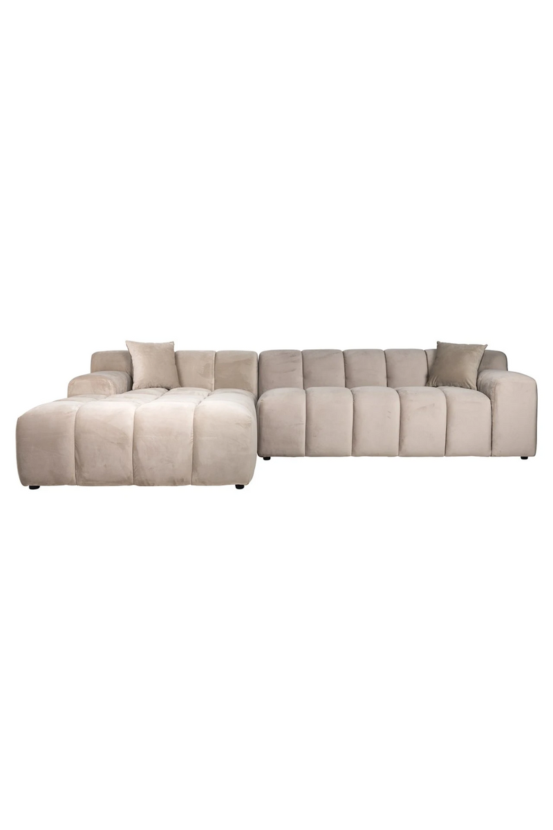 Khaki Velvet Channeled Sofa | OROA Cube | Oroatrade.com