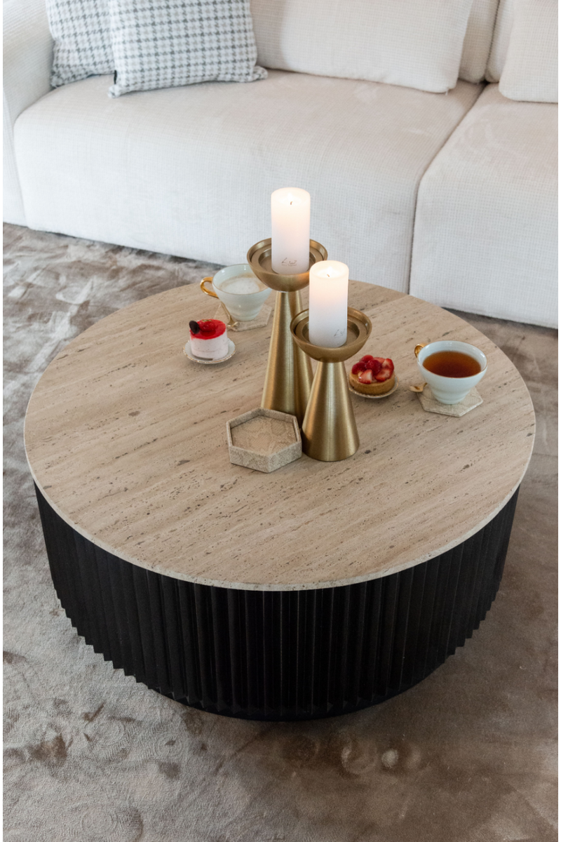 Round Travertine Coffee Table | OROA Hampton | Oroatrade.com