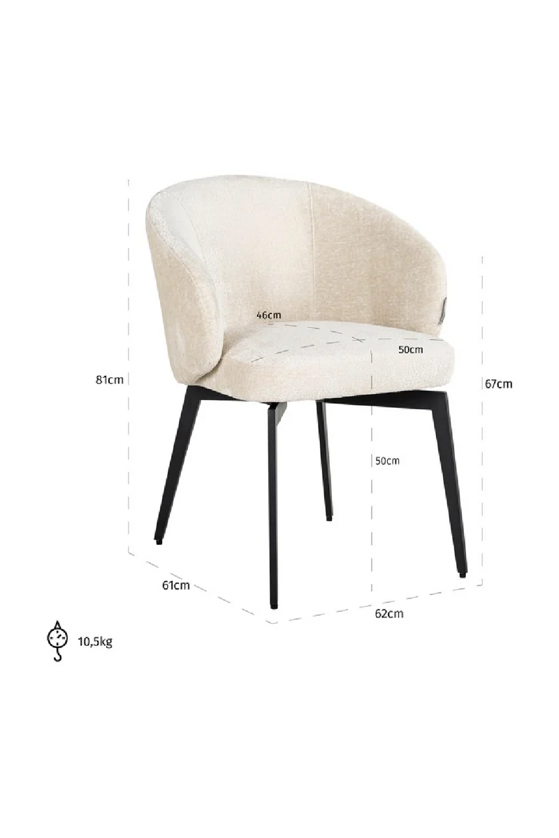 White Chenille Dining Chair | OROA Amphara | Oroatrade.com