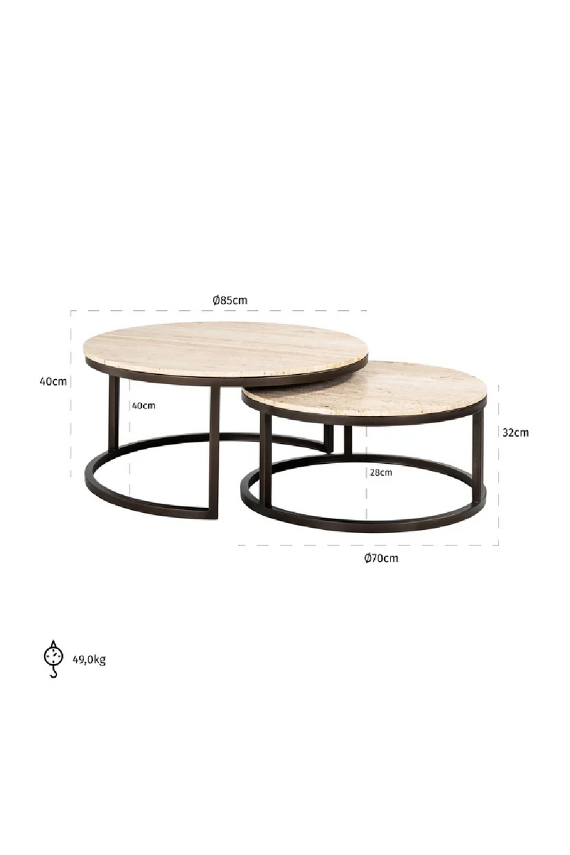 Round Travertine Nesting Coffee Tables (2) | OROA Avalon | Oroatrade.com