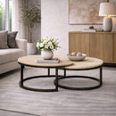 Round Travertine Nesting Coffee Tables (2) | Richmond Interiors Avalon