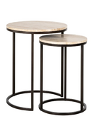 Round Travertine Nesting Side Tables (2) | Richmond Interiors Avalon | Oroatrade.com