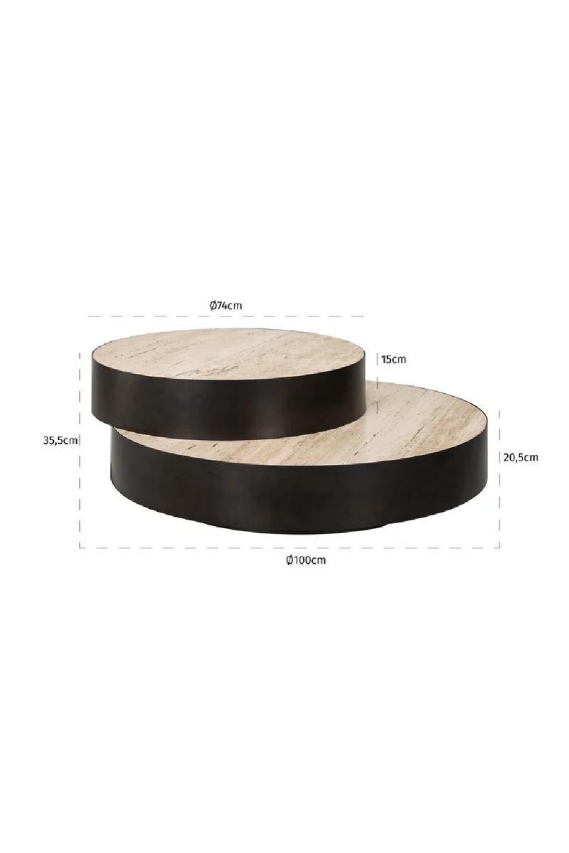 Round Travertine Layered Coffee Table | OROA Avalon | Oroatrade.com