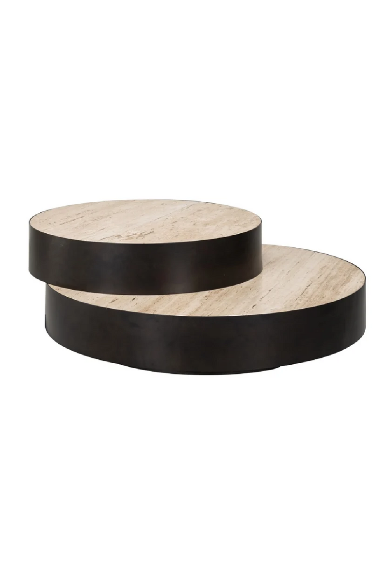 Round Travertine Layered Coffee Table | OROA Avalon | Oroatrade.com