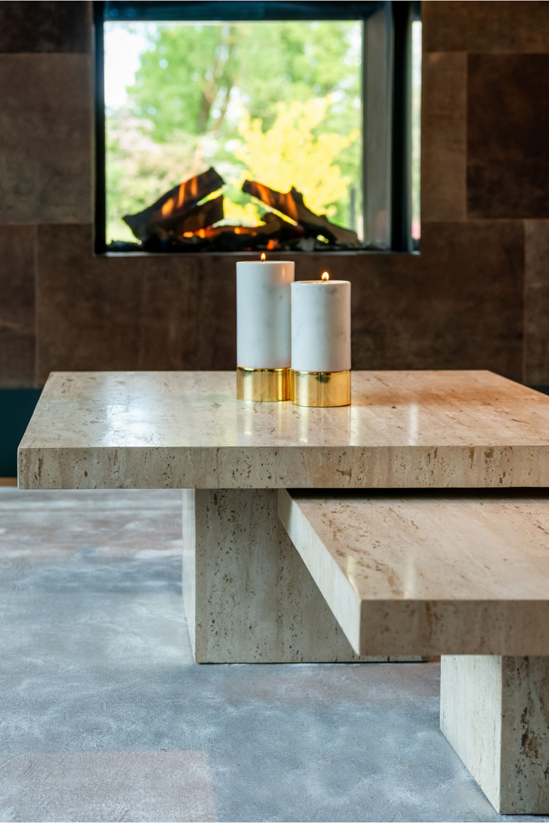 Square Travertine Coffee Table (2) | OROA La Cantera | Oroatrade.com