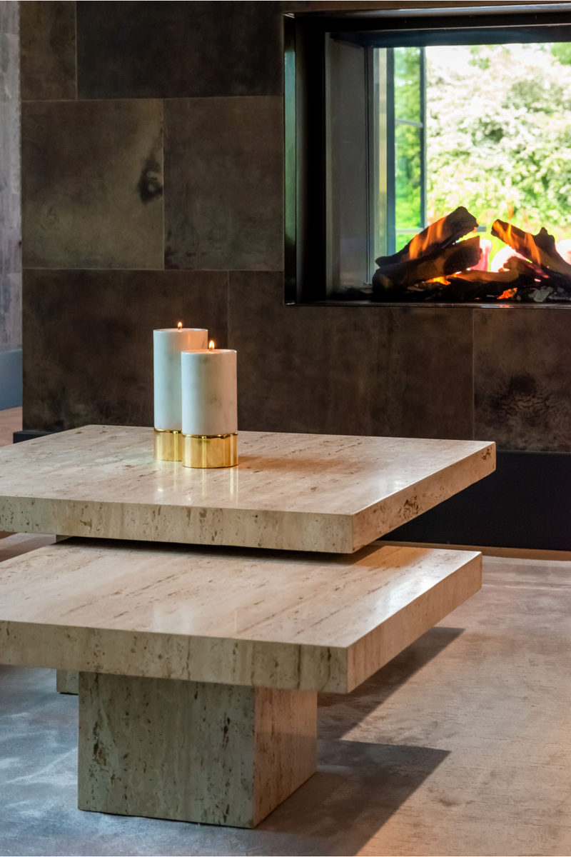 Square Travertine Coffee Table (2) | OROA La Cantera | Oroatrade.com