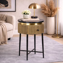 Round Marble 1-Drawer Side Table | Richmond Interiors Ironville