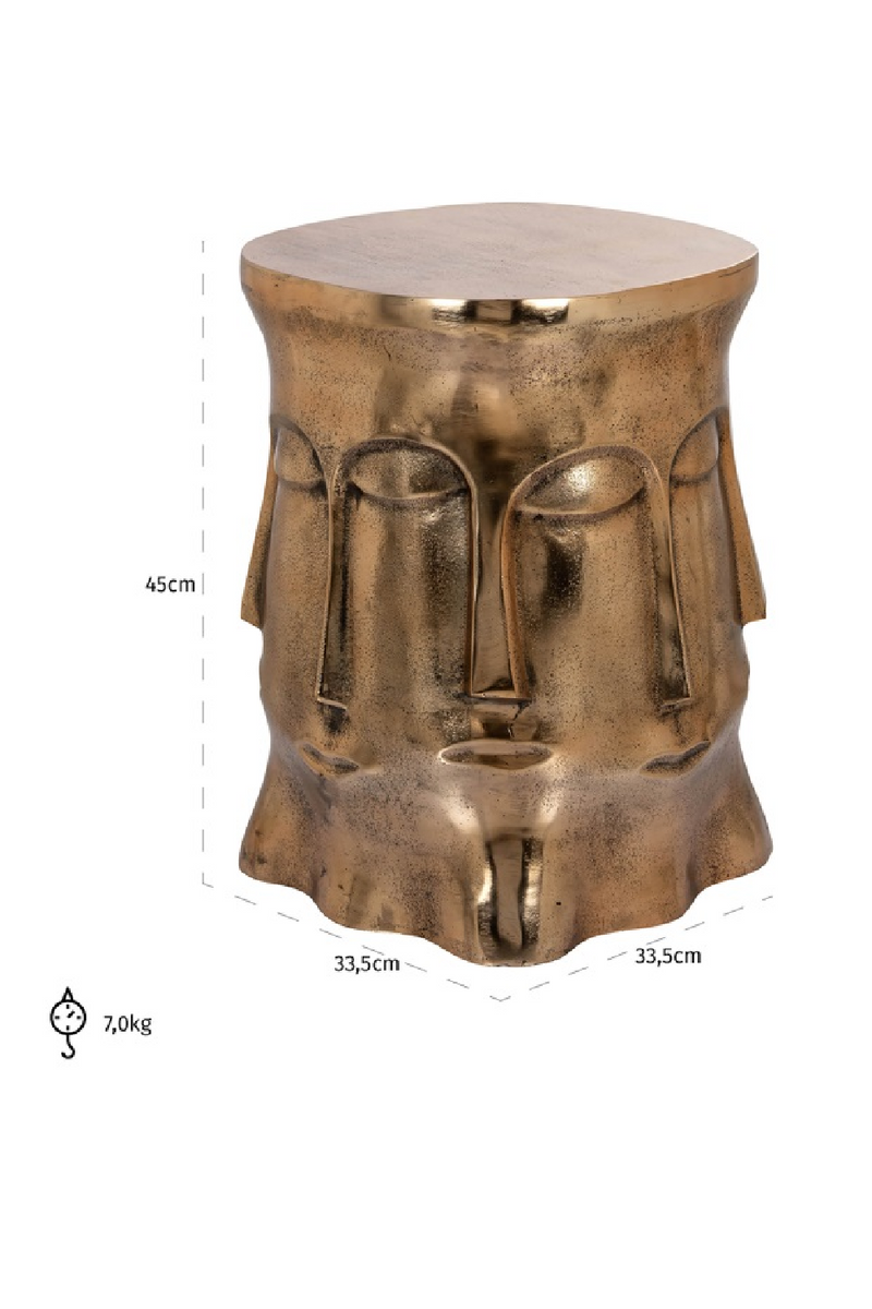 Gold Sculptural Face Side Table | OROA Hedron | Oroatrade.com