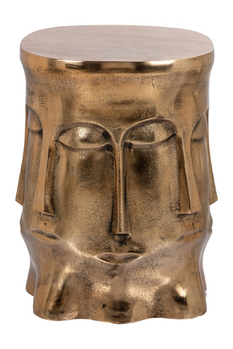 Gold Sculptural Face Side Table | OROA Hedron | Oroatrade.com