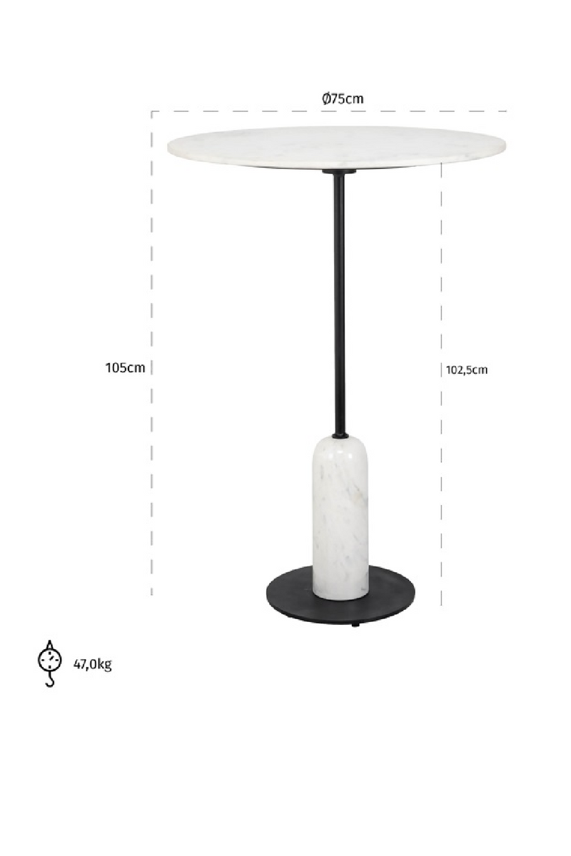 White Marble Pedestal Bar Table | OROA Jagger | Oroatrade.com