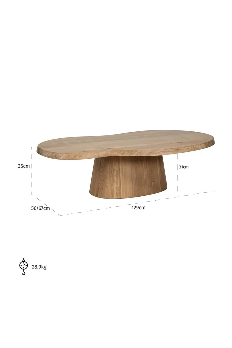 Natural Oak Organic Coffee Table | OROA Riva | Oroatrade.com