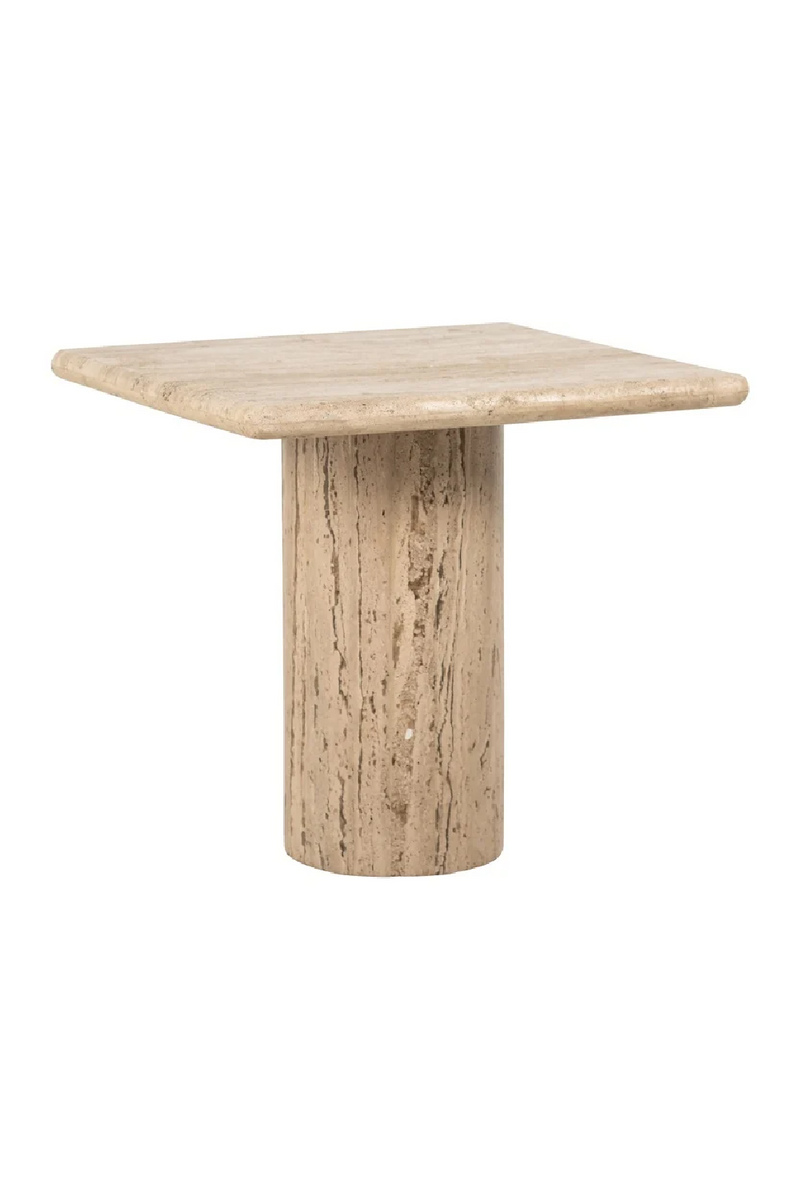 Square Travertine Pedestal Side Table | OROA Hampton | Oroatrade.com