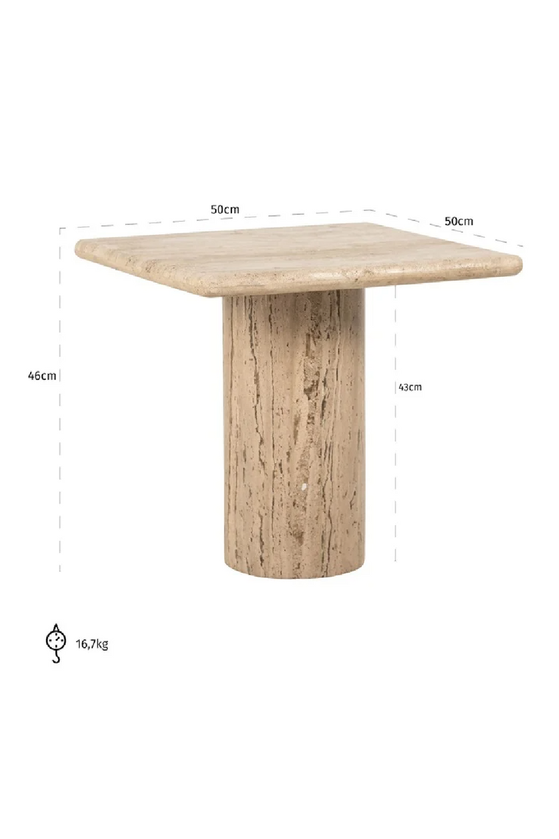 Square Travertine Pedestal Side Table | OROA Hampton | Oroatrade.com