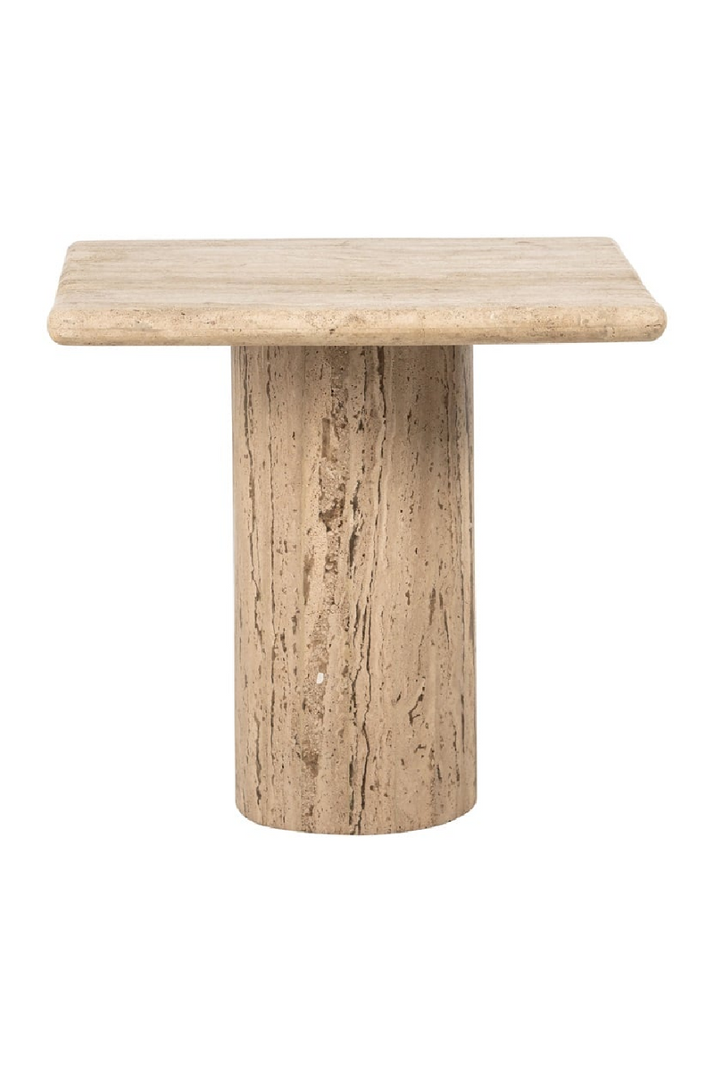 Square Travertine Pedestal Side Table | OROA Hampton | Oroatrade.com