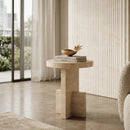Beige Travertine End Table | Richmond Interiors Biltmore