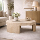 Beige Travertine Round Coffee Table | Richmond Interiors Biltmore