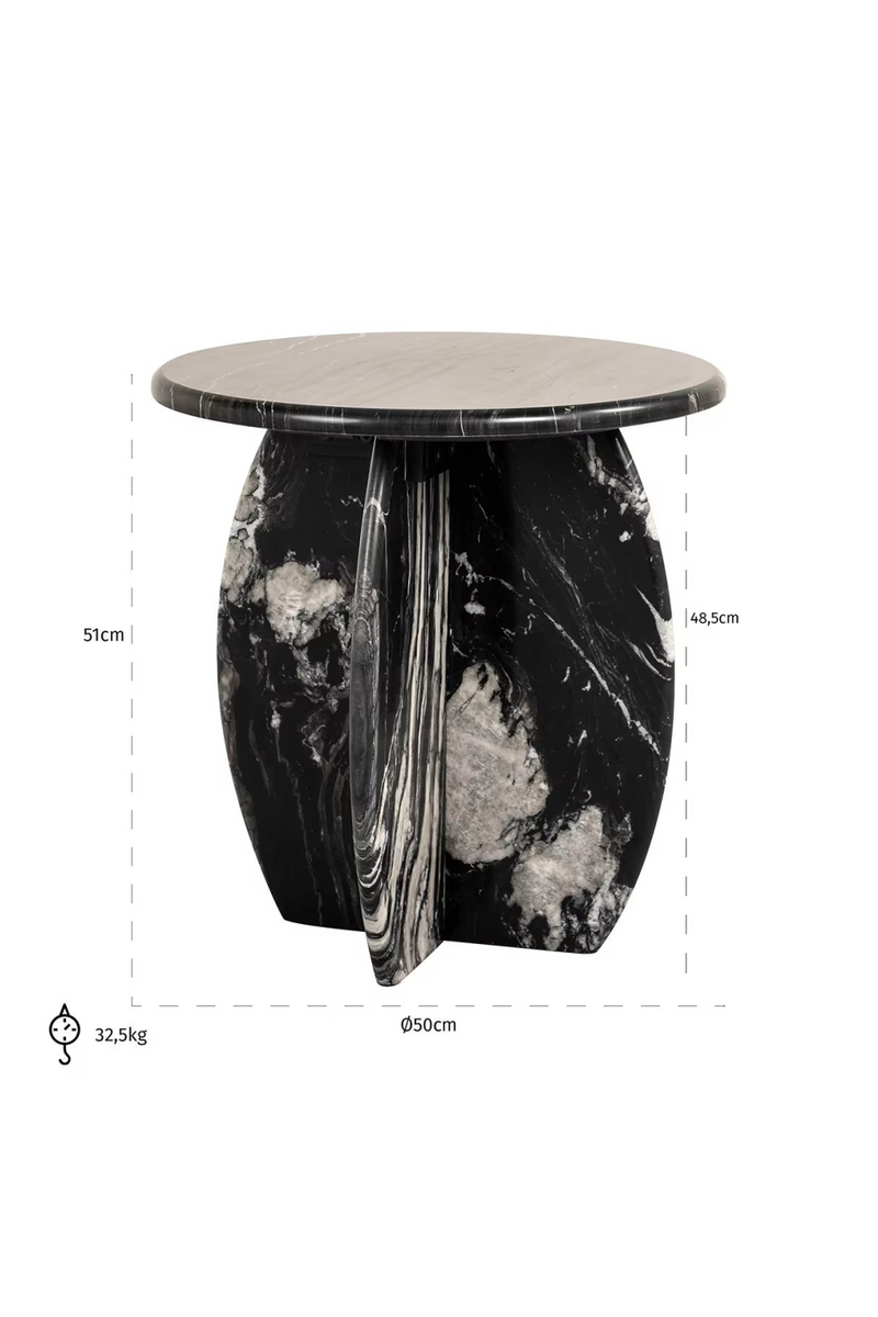 Black Marble Round End Table | OROA Bancroft | Oroatrade.com