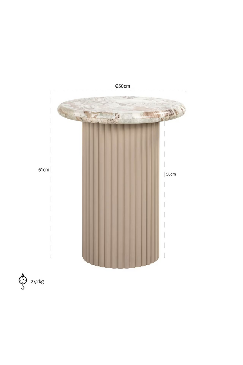 Beige Marble Round End Table | OROA Coronel | Oroatrade.com