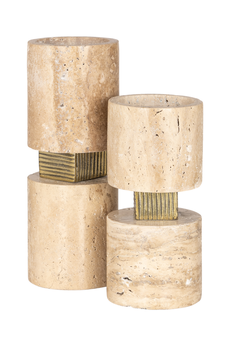 Beige Travertine Candle Holder | OROA Boaz | Oroatrade.com