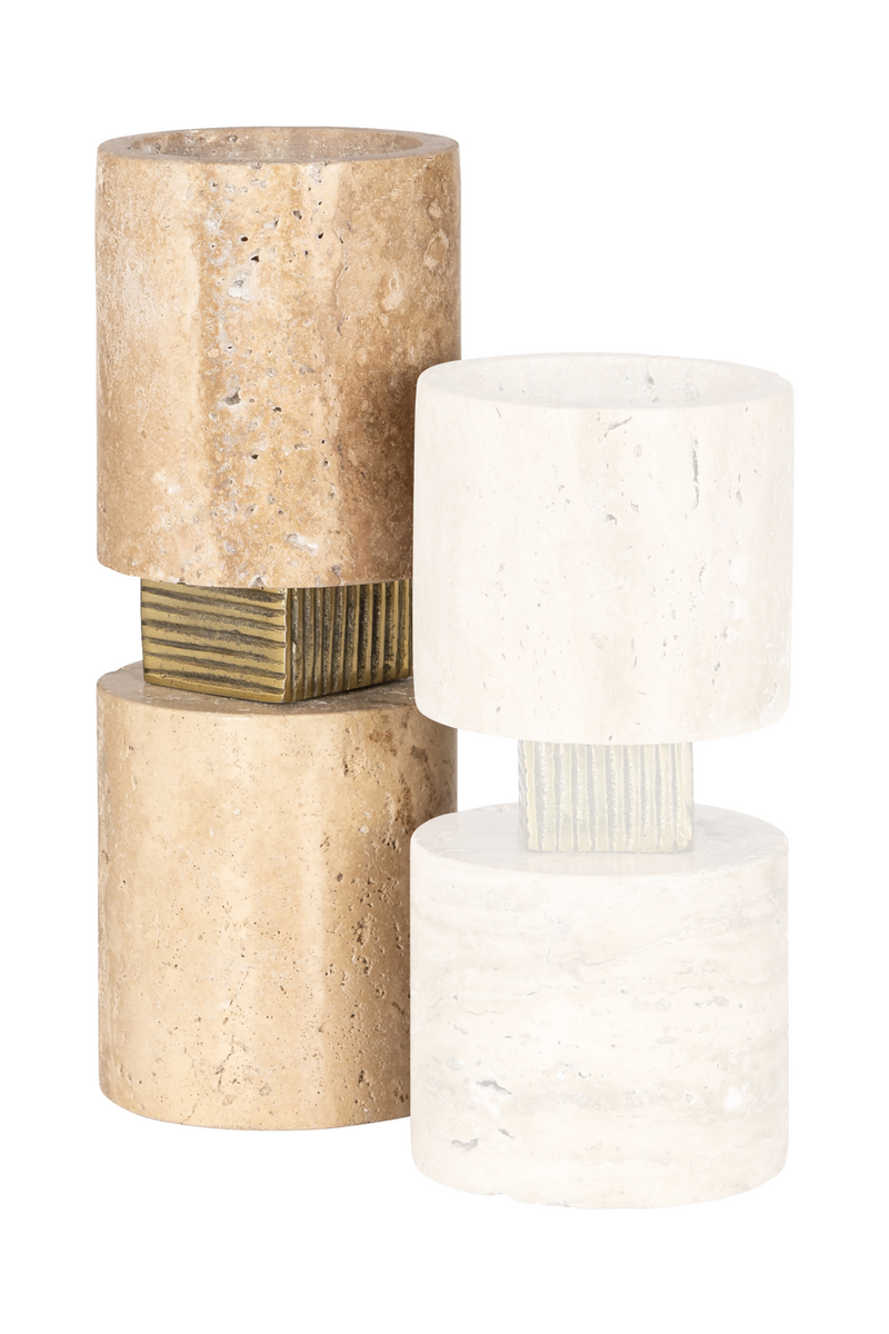 Beige Travertine Candle Holder | OROA Boaz | Oroatrade.com