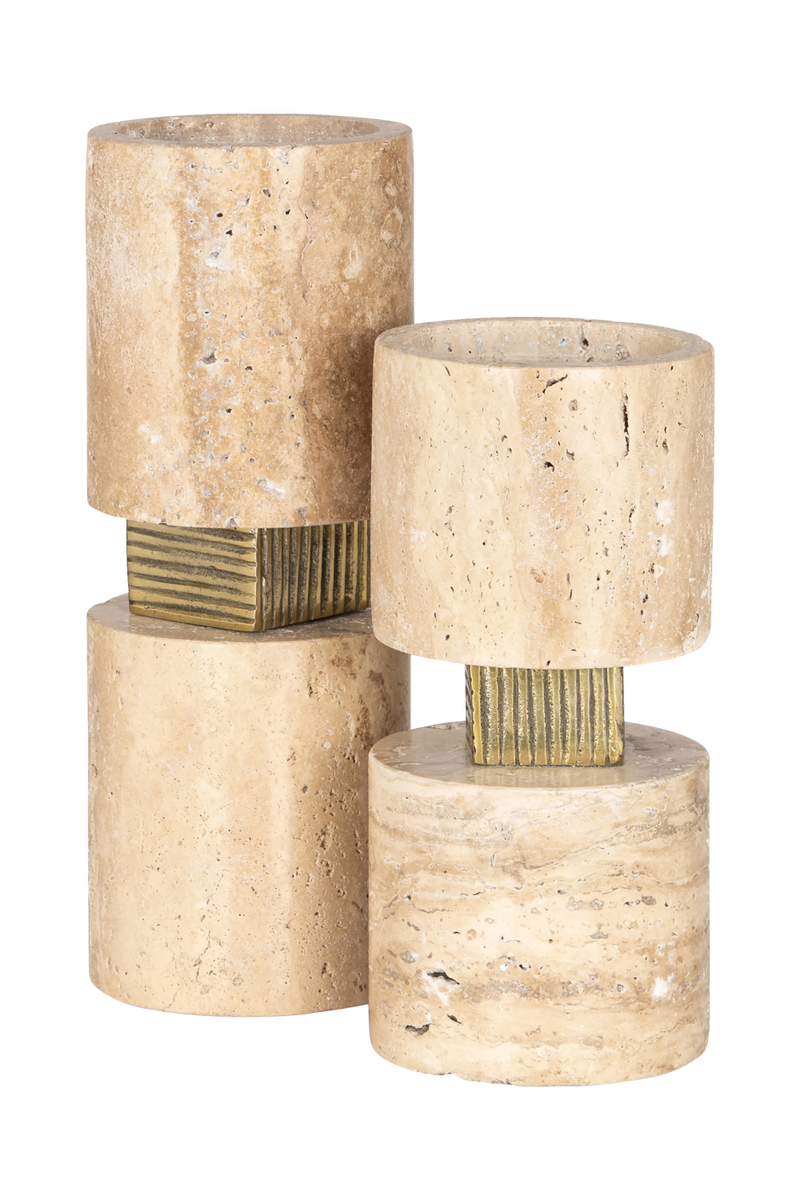 Beige Travertine Candle Holder | OROA Boaz | Oroatrade.com