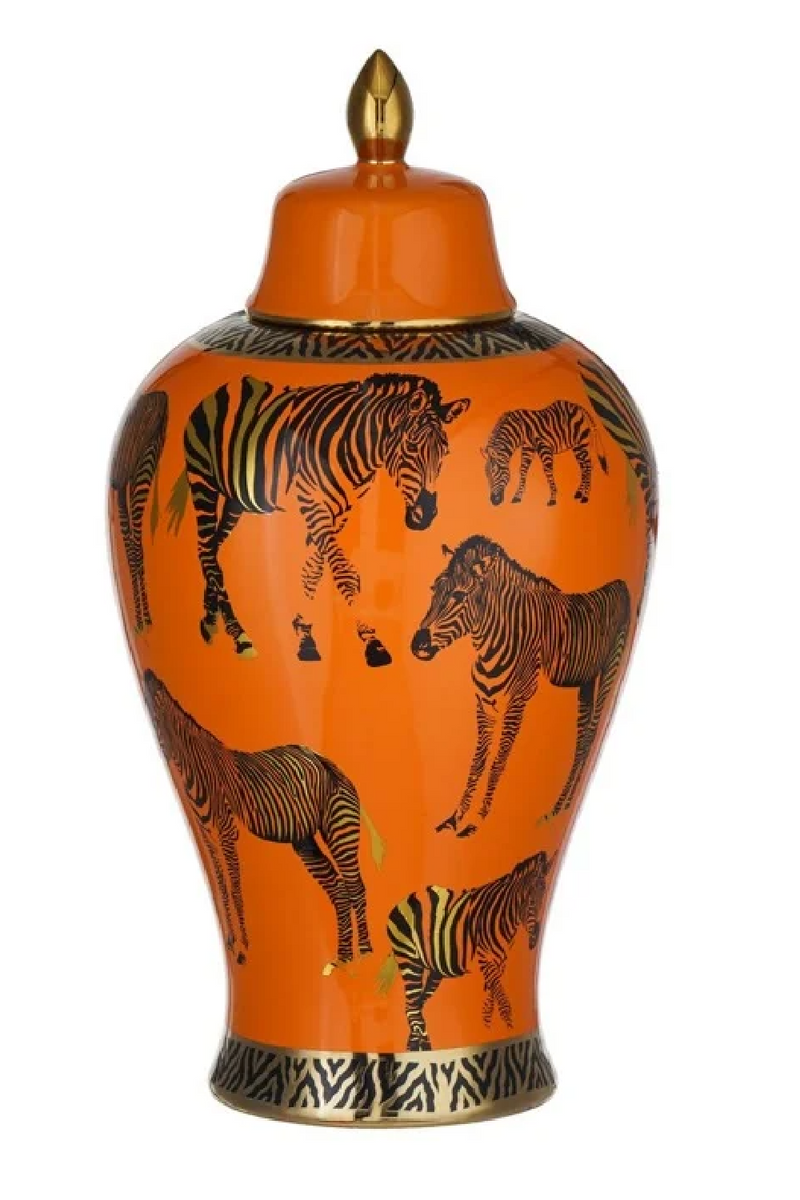 Zebra Print Orange Jar | OROA Lucia | Oroatrade.com