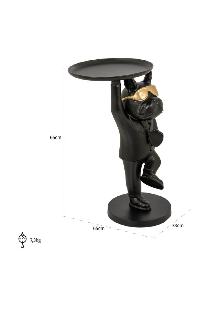 Dog Sculpture Black End Table | OROA Bullie | Oroatrade.com