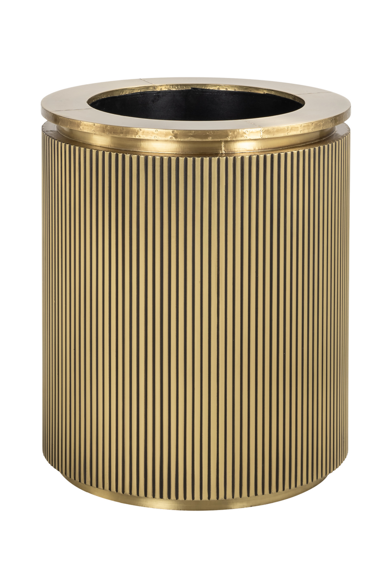 Gold Cylindrical Ridged Planter | OROA Ironville | Oroatrade.com