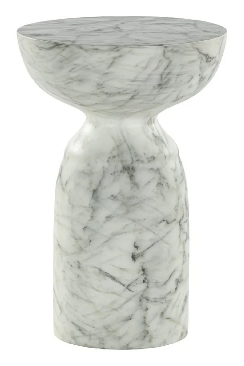 White Marble Hourglass End Table | OROA Kita | Oroatrade.com