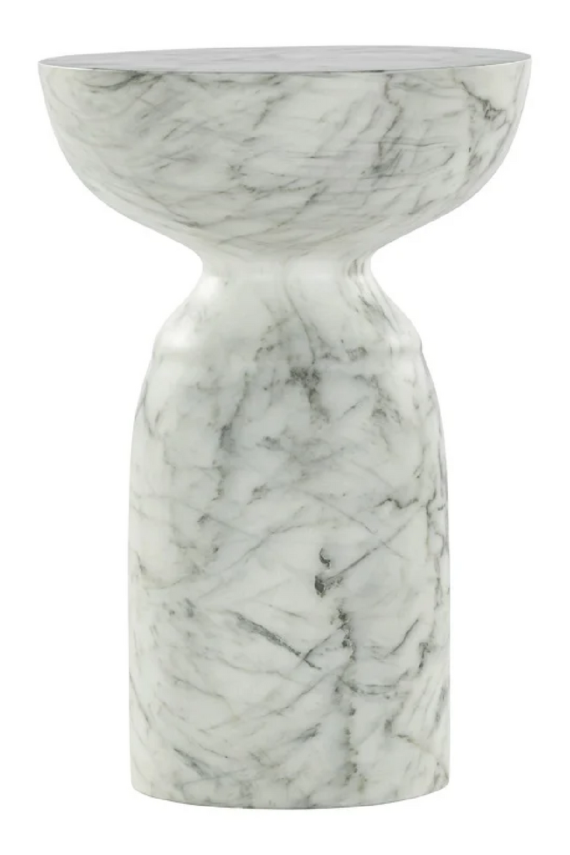 White Marble Hourglass End Table | OROA Kita | Oroatrade.com