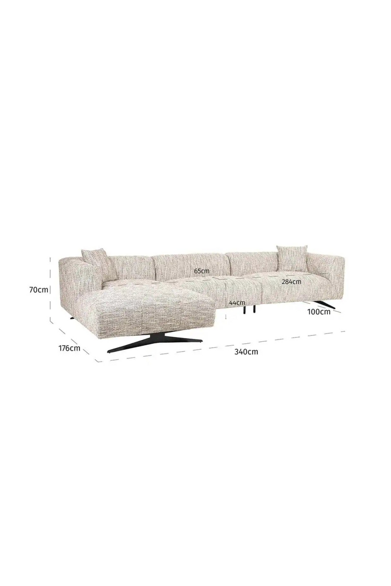 Beige 3-Seater Sofa with Left Lounge | OROA Hoxton | Oroatrade.com