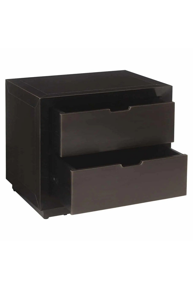 Brown Metal 2-Drawer Nightstand | OROA Dante | Oroatrade.com