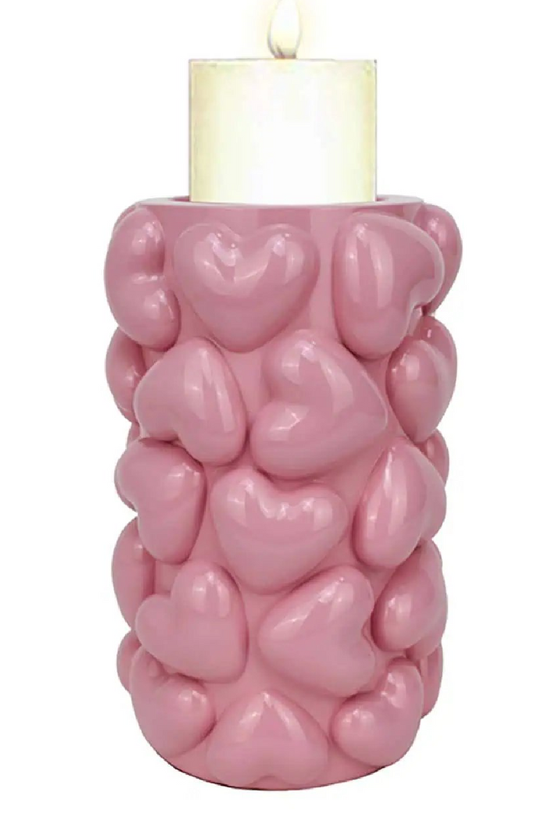 Pink Heart Embellished Candle Holder L | OROA Emel | Oroatrade.com