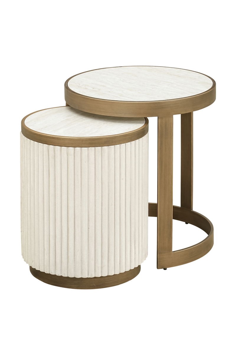 White Ceramic End Table Set (2) | OROA Tivoli | Oroatrade.com