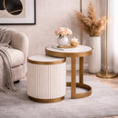 White Ceramic End Table Set (2) | Richmond Interiors Tivoli
