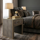 Brown Leather 1-Drawer Nightstand | Richmond Interiors Bloomville | Oroatrade.com