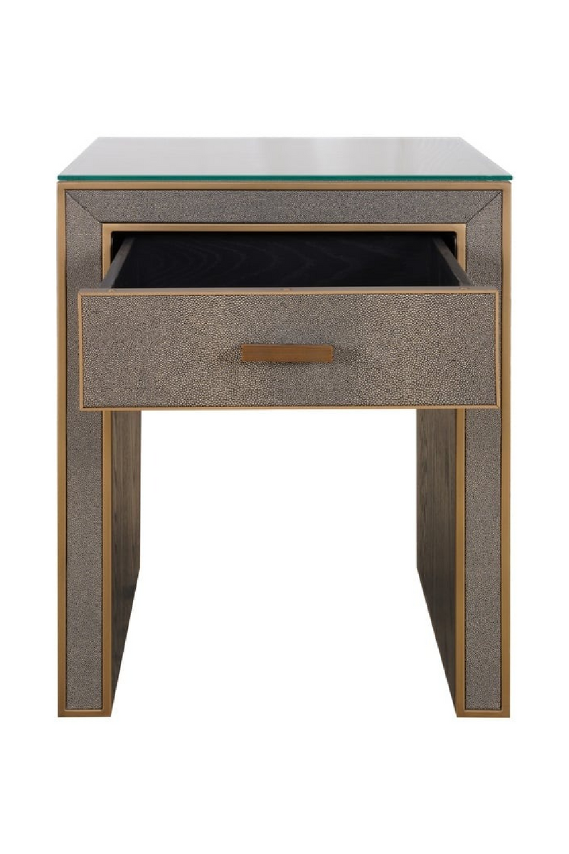 Brown Leather 1-Drawer Nightstand | OROA Bloomville | Oroatrade.com