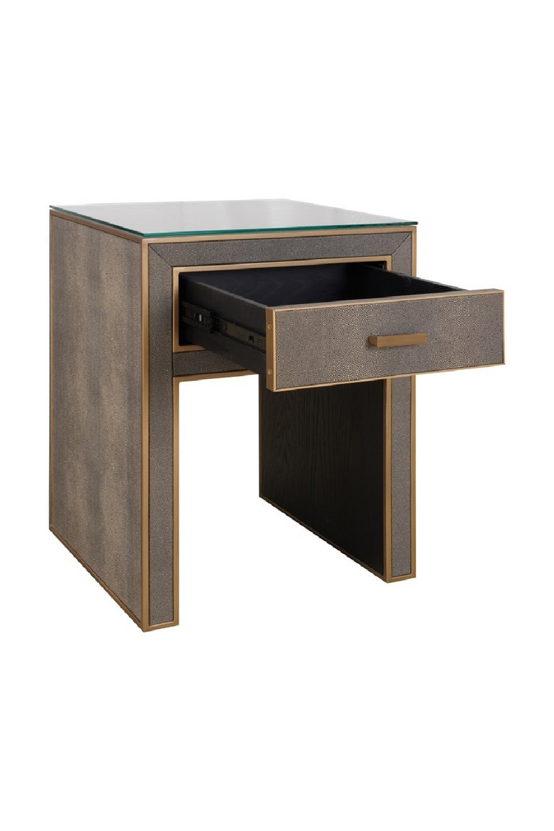 Brown Leather 1-Drawer Nightstand | OROA Bloomville | Oroatrade.com