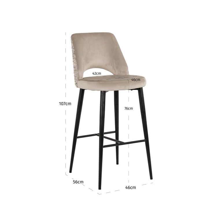 Khaki Cut-Out Bar Stool | OROA Tabitha