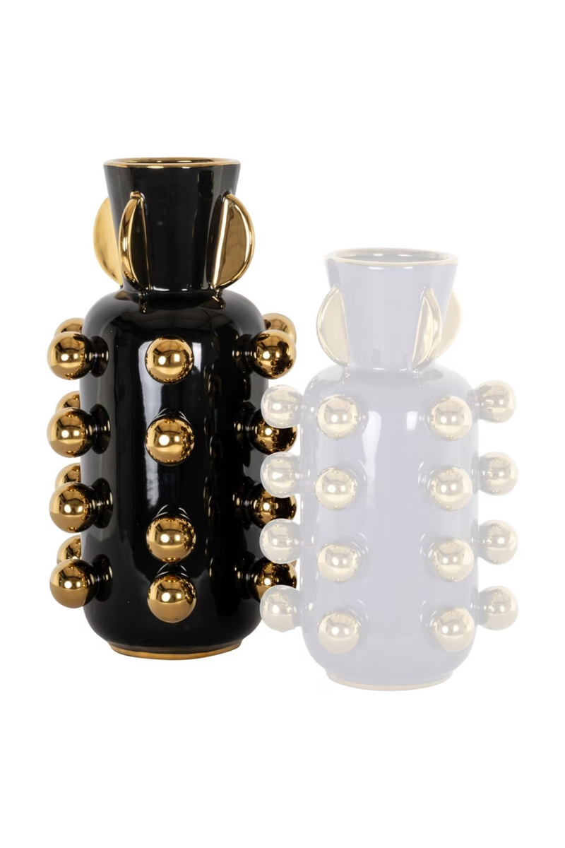 Black Stoneware Studded Vase | Richmond Interiors Zalia | Oroatrade.com