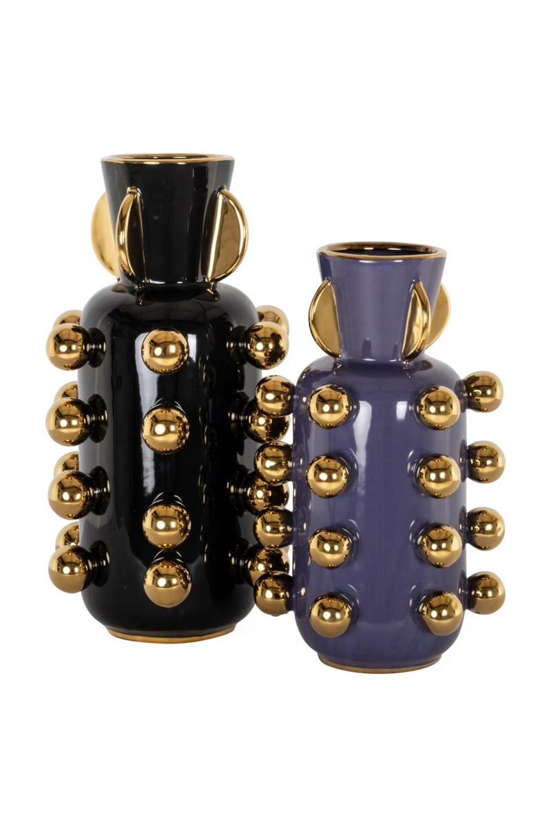 Black Stoneware Studded Vase | Richmond Interiors Zalia | Oroatrade.com