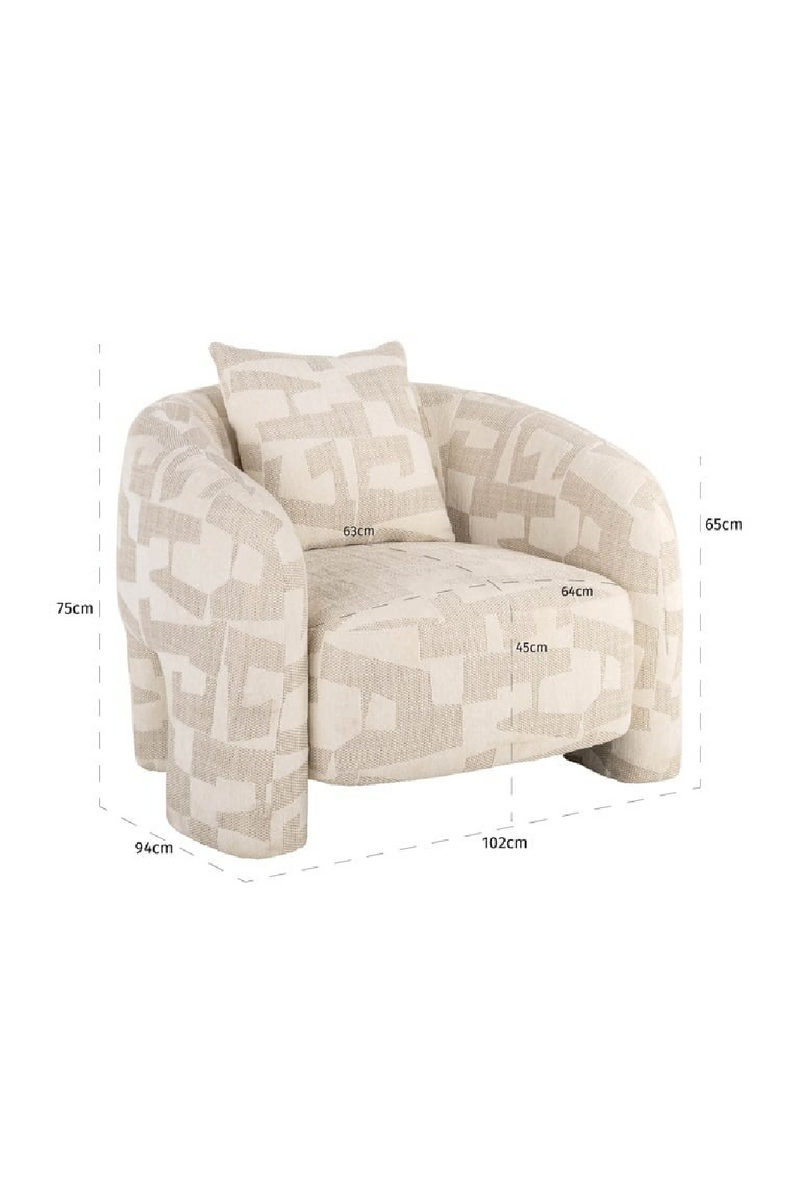 Beige Abstract Print Lounge Chair | Richmond Interiors Tuscany | Oroatrade.com