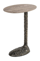 Oval Brown Travertine End Table | Richmond Interiors Arosa | Oroatrade.com