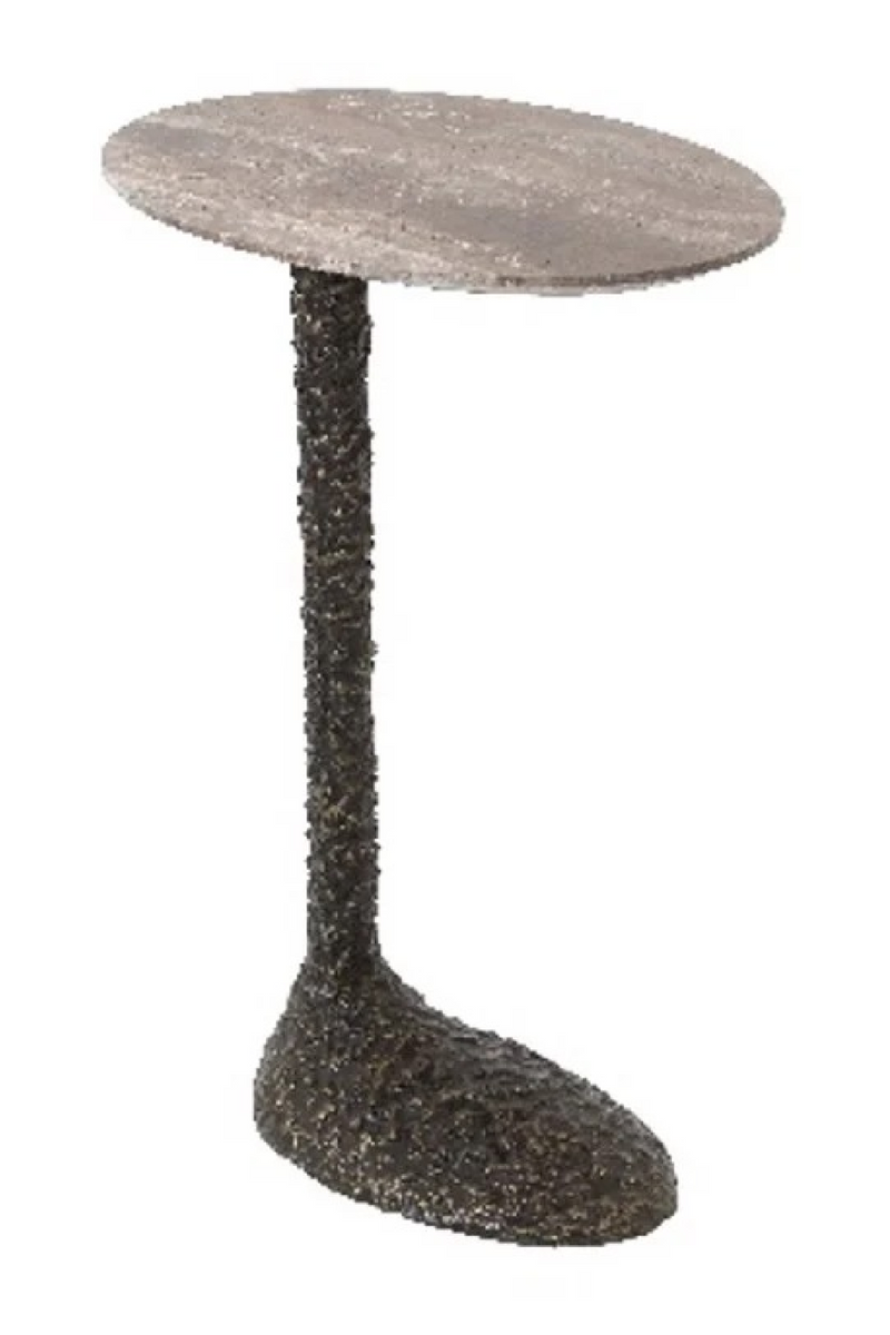 Oval Brown Travertine End Table | Richmond Interiors Arosa | Oroatrade.com