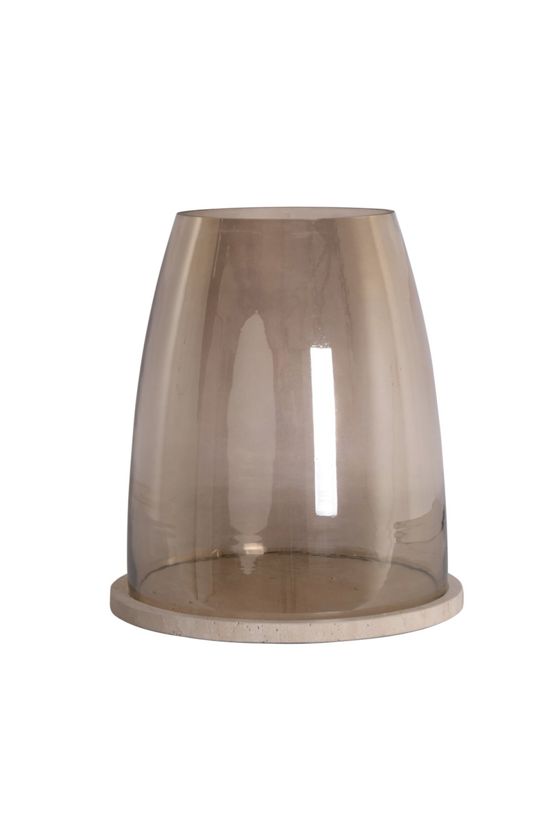 Travertine Base Glass Hurricane | Richmond Interiors Alusia | Oroatrade.com